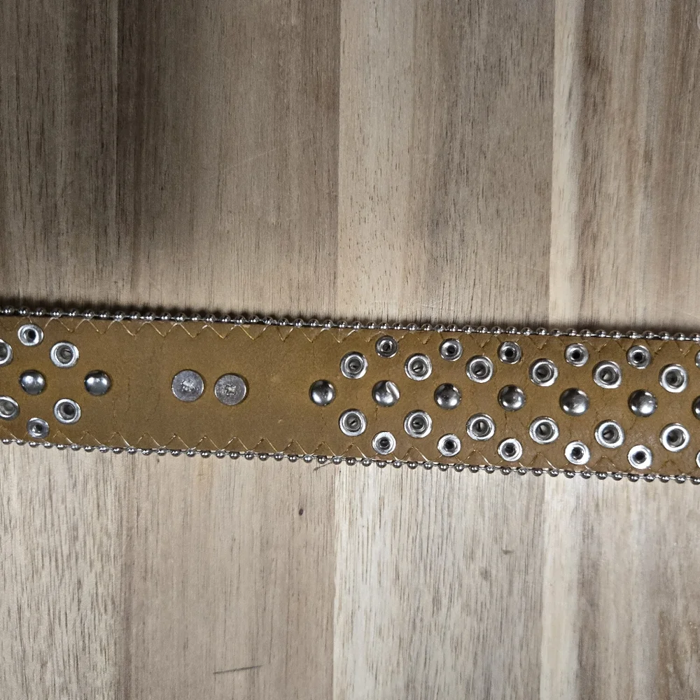 Nocona Girls Brown Leather Belt with Pink Heart Rhinestones Accents